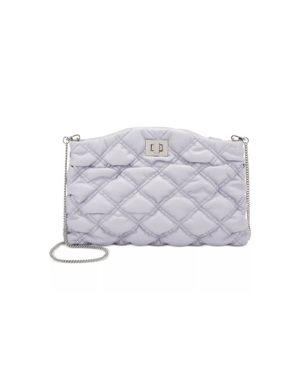 INC Judith Puffer Quilted Faux Leather Shoulder Clutch Bag Lavender